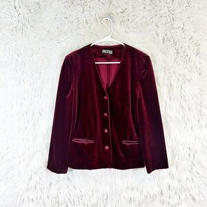 Vintage 1980s ACT III Velvet burgundy blazer